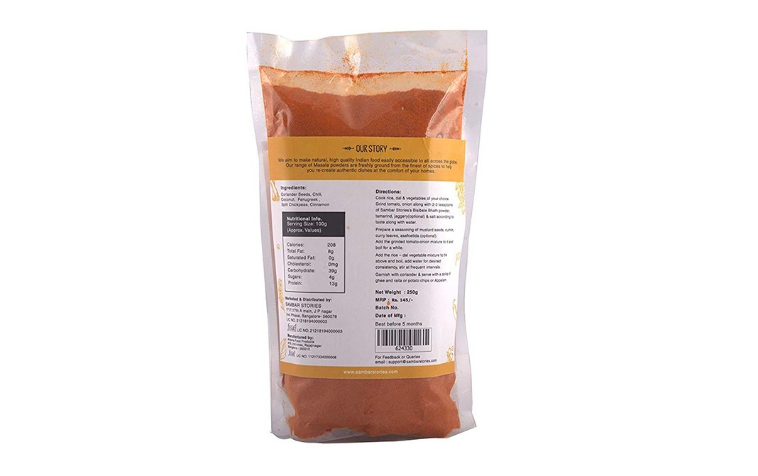 Sambar Stories Bisi Bele Bhath Powder    Pack  250 grams